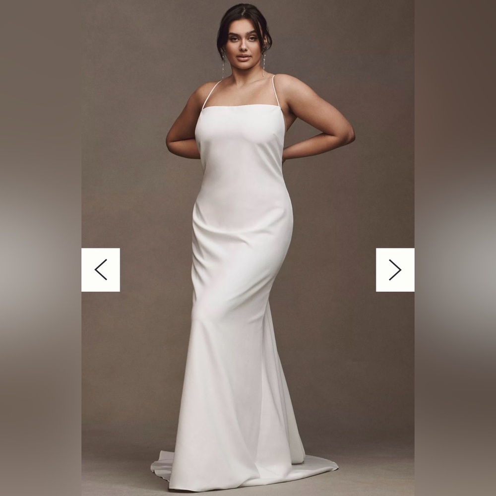 Elegant Anthropologie White Dress with Spaghetti Straps